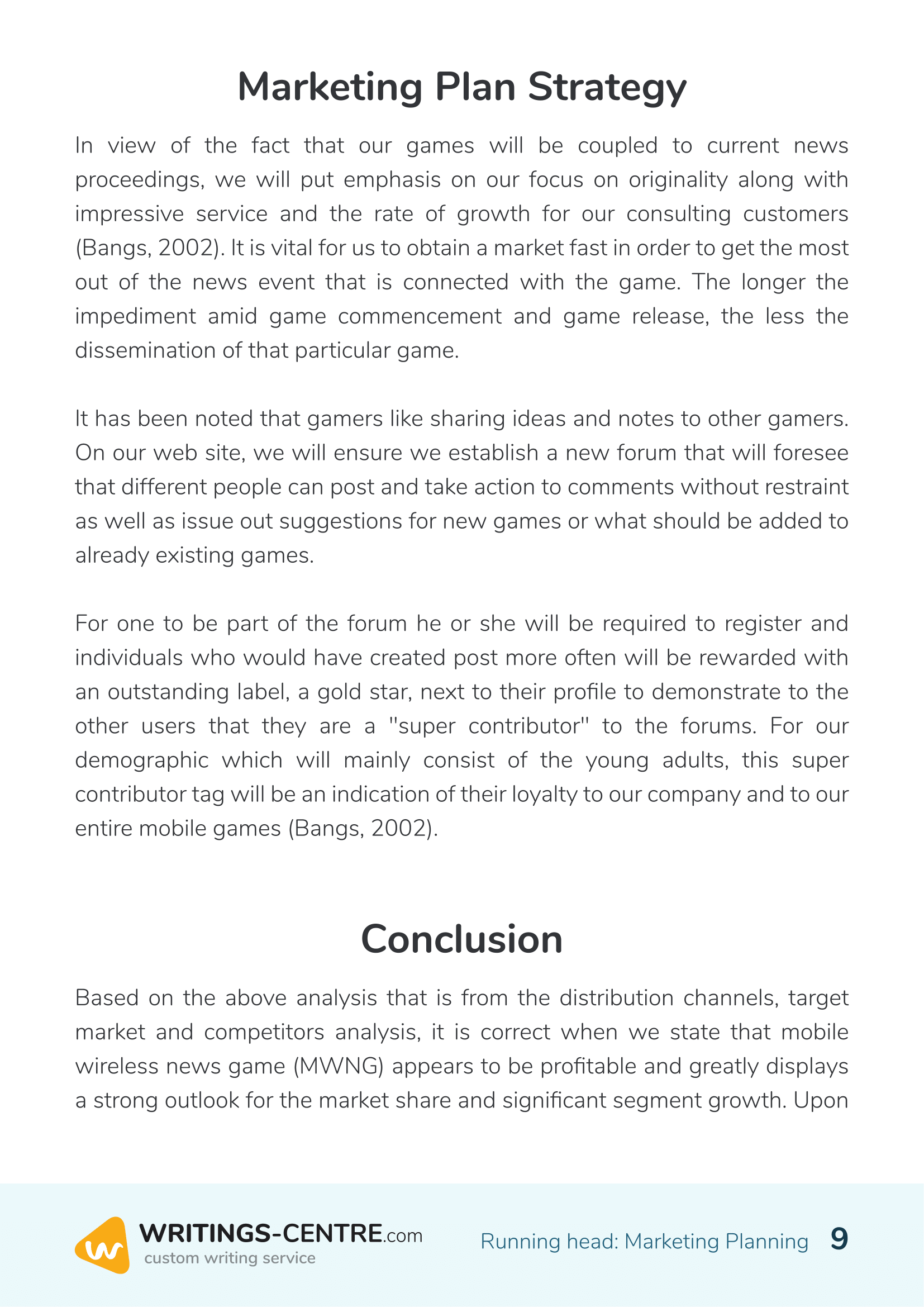 conclusion on marketing plan essay